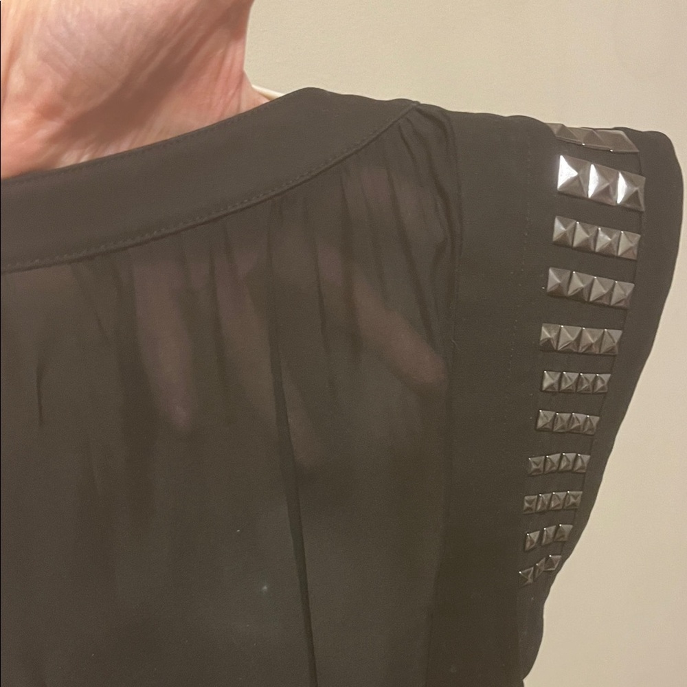 Mackage Black Studded Mini Dress Deep Scoop Neck - Picture 5 of 16